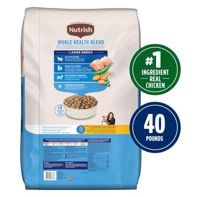Show full view: Nutrish Whole Health Blend Large Breed Real Chicken, Pea, Brown Rice & Carrot Recipe Dry Dog Food, 40-lb bag slide 3 of 13