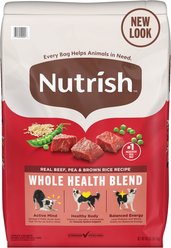 Nutrish Whole Health Blend Real Beef, Pea, & Brown Rice Recipe Dry Dog Food, 40-lb bag