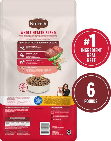 Nutrish Whole Health Blend Large Breed Real Beef, Pea, Carrot & Brown Rice Recipe Dry Dog Food