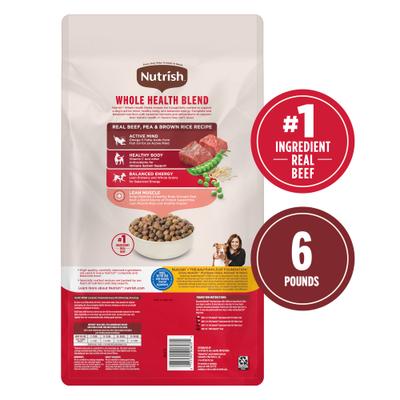 Show full view: Nutrish Whole Health Blend Real Beef, Pea, & Brown Rice Recipe Dry Dog Food, 6-lb bag slide 3 of 13