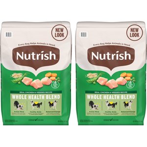 Nutrish Whole Health Blend Real Chicken & Veggies Recipe Dry Dog Food, 40-lb bag, bundle of 2
