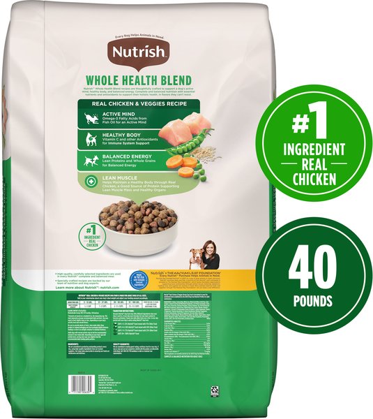 Show full view: Nutrish Whole Health Blend Real Chicken & Veggies Recipe Dry Dog Food, 40-lb bag slide 3 of 13