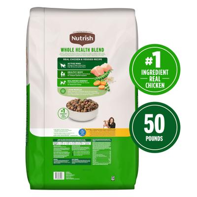 Show full view: Nutrish Whole Health Blend Real Chicken & Veggies Recipe Dry Dog Food, 50-lb bag slide 3 of 13