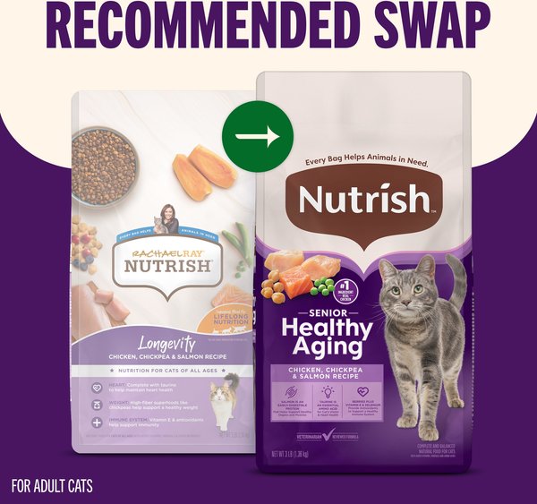 Nutrish Senior Healthy Aging Chicken, Chickpea & Salmon Recipe Dry Cat Food, 13-lb bag