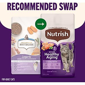 Nutrish Senior Healthy Aging Chicken, Chickpea & Salmon Recipe Dry Cat Food, 13-lb bag (Rachael Ray)