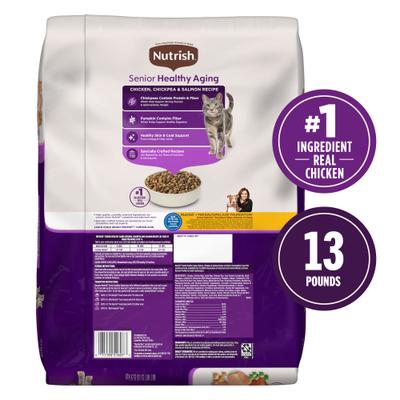 Show full view: Nutrish Senior Healthy Aging Chicken, Chickpea & Salmon Recipe Dry Cat Food, 13-lb bag (Rachael Ray) slide 3 of 13