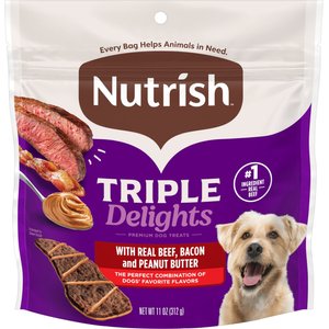 Nutrish Triple Delights Premium Real Beef, Bacon, & Peanut Butter Dog Treats, 11-oz pouch (Rachael Ray)