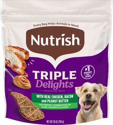 Nutrish Triple Delights Premium Real Chicken, Bacon, & Peanut Butter Dog Treats, 28-oz pouch (Rachael Ray)