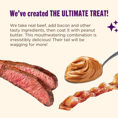 Show full view: Nutrish Triple Delights with Real Beef, Bacon, & Peanut Butter Jerky Dog Treats, 4.5-oz pouch, Pack of 5 (Rachael Ray) slide 5 of 12