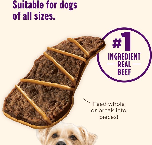 Nutrish Triple Delights with Real Beef, Bacon & Peanut Butter Jerky Dog Treats, 4.5-oz pouch, Pack of 5 (Rachael Ray)