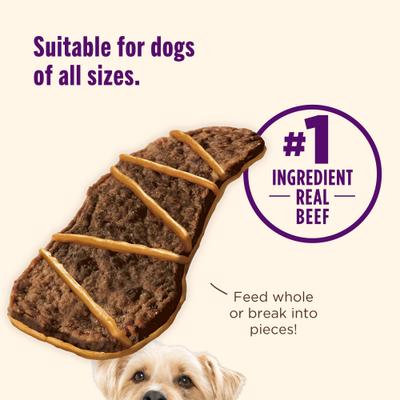 Show full view: Nutrish Triple Delights with Real Beef, Bacon, & Peanut Butter Jerky Dog Treats, 4.5-oz pouch, Pack of 5 (Rachael Ray) slide 6 of 12