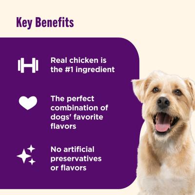 Show full view: Nutrish Triple Delights with Real Chicken, Bacon, & Peanut Butter Jerky Dog Treats, 4.5-oz pouch, Pack of 5 (Rachael Ray) slide 4 of 12