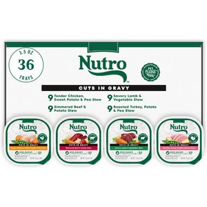 Nutro Grain-Free Beef, Chicken, Turkey & Lamb Stew Cuts in Gravy Variety Pack Adult Wet Dog Food, 3.5-oz tray, case of 36