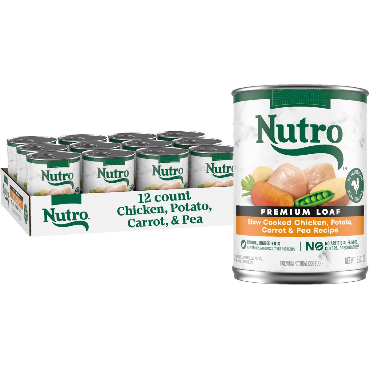 Nutro Tender Chicken, Rice & Oatmeal Canned Dog Food, 12.5-oz, 12 ct