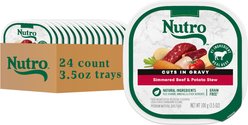 Nutro Grain-Free Simmered Beef & Potato Stew Cuts in Gravy Adult Wet Dog Food Trays, 3.5-oz, case of 24
