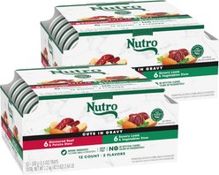 Nutro Grain-Free Simmered Beef Stew & Savory Lamb Stew Cuts in Gravy Variety Pack Adult Wet Dog Food Trays, 3.5-oz, case of 12 slide 1 of 9