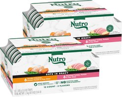 Nutro Grain-Free Tender Chicken Stew & Roasted Turkey Stew Cuts in Gravy Variety Pack Wet Dog Food Trays, 3.5-oz can, case of 12
