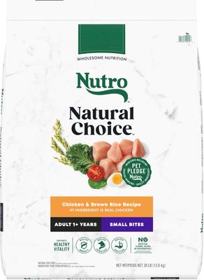 Show full view: Nutro Natural Choice Small Bites Adult Chicken & Brown Rice Recipe Dry Dog Food, 30-lb bag + Nutro Crunchy with Real Peanut Butter Dog Treats, 16-oz bag slide 6 of 9