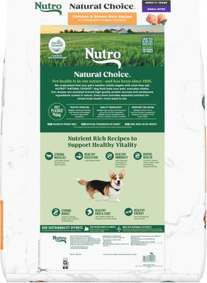 Show full view: Nutro Natural Choice Small Bites Adult Chicken & Brown Rice Recipe Dry Dog Food, 30-lb bag + Nutro Crunchy with Real Peanut Butter Dog Treats, 16-oz bag slide 7 of 9