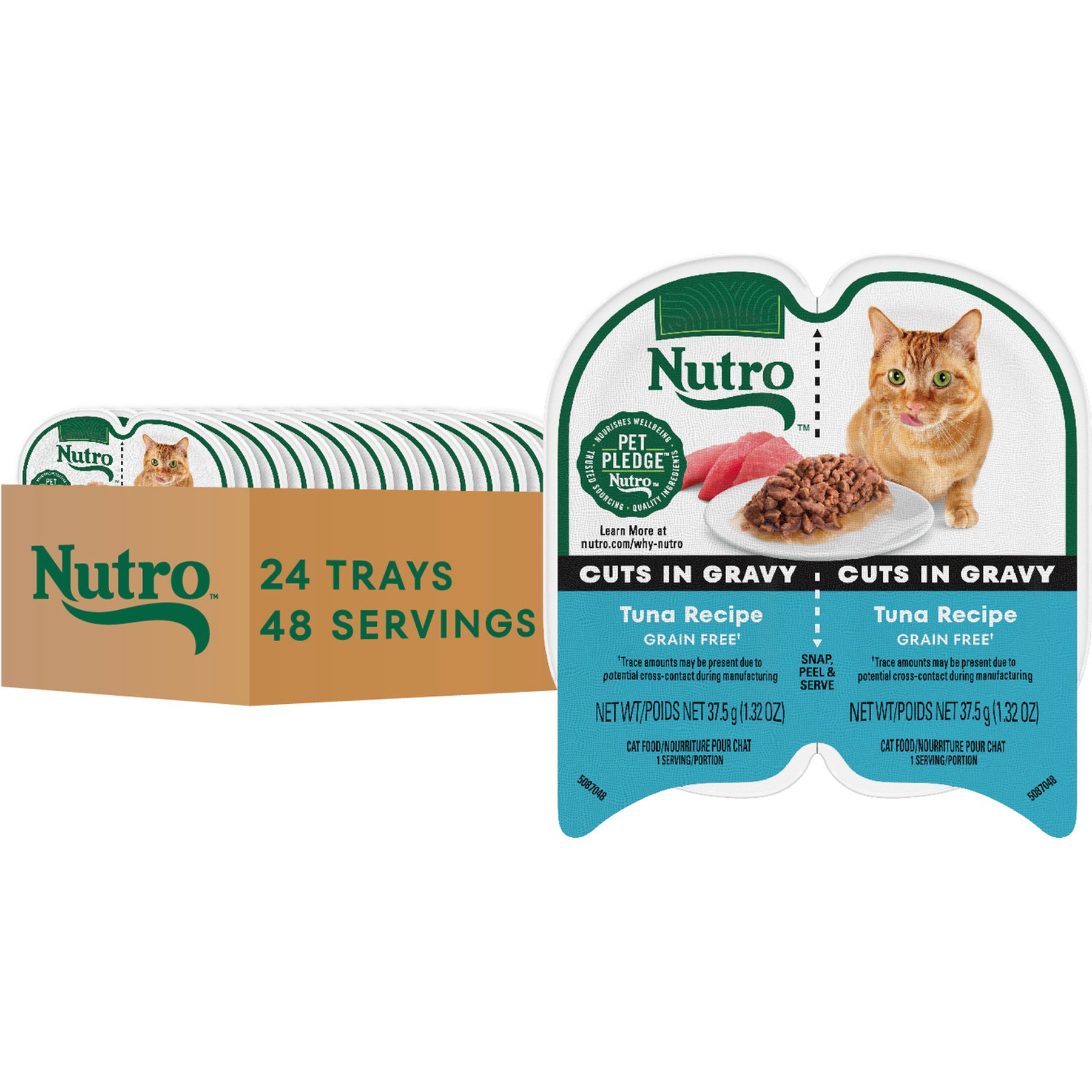 Nutro Perfect Portions Grain-Free Cuts in Gravy Tuna Recipe Adult Wet Cat Food Trays, 2.65-oz, case of 24 twin-packs