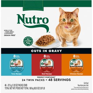 Nutro Perfect Portions Grain Free Chicken and Turkey Cuts in Gravy Wet Cat Food Tray Variety Pack