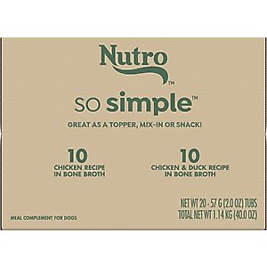 Nutro So Simple Meal Complement Adult Chicken & Duck in Bone Broth Variety Pack Wet Dog Food, 2-oz can, case of 20