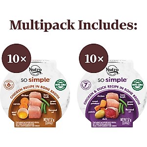 Nutro So Simple Meal Complement Adult Chicken & Duck in Bone Broth Variety Pack Wet Dog Food, 2-oz can, case of 20