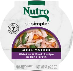 Nutro So Simple Meal Complement Chicken & Duck Recipe in Bone Broth Grain-Free Adult Wet Dog Food Topper, 2-oz tray, case of 10