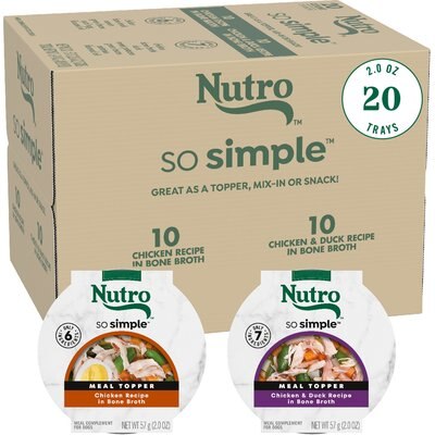 Nutro Nutro So Simple Meal Complement Chicken & Duck Recipe in Bone Broth Variety Pack Grain-Free Adult Wet Dog Food Topper, 2-oz tray, case of 20