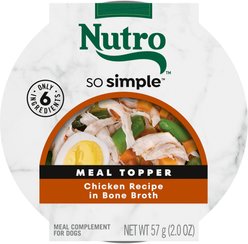 Nutro So Simple Meal Complement Chicken Recipe in Bone Broth Grain-Free Adult Wet Dog Food Topper, 2-oz tray, case of 10