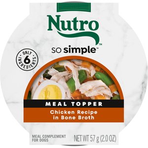 Nutro So Simple Meal Complement Chicken Recipe in Bone Broth Grain-Free Adult Wet Dog Food Topper, 2-oz tray, case of 10