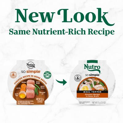 Show full view: Nutro So Simple Meal Complement Chicken Recipe in Bone Broth Grain-Free Adult Wet Dog Food Topper, 2-oz tray, case of 10 slide 3 of 11