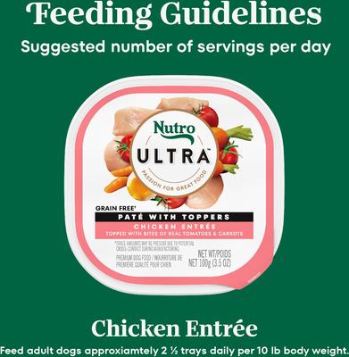 Show full view: Nutro Ultra Grain-Free Chicken Entree Pate with Tomatoes & Carrots Adult Wet Dog Food Trays, 3.5-oz, case of 24 slide 8 of 11