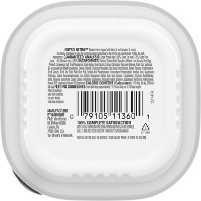 Show full view: Nutro Ultra Grain-Free Chicken Entree Pate with Tomatoes & Carrots Adult Wet Dog Food Trays, 3.5-oz, case of 24 slide 4 of 11