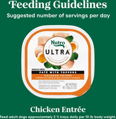 Show full view: Nutro Ultra Grain-Free Chicken Entree Pate with Toppers Adult Wet Dog Food Trays, 3.5-oz, case of 24 slide 8 of 11