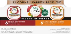 Nutro Ultra Grain-Free Filets in Gravy Bistro Mix Variety Pack Adult Wet Dog Food Trays, 3.5-oz, case of 12