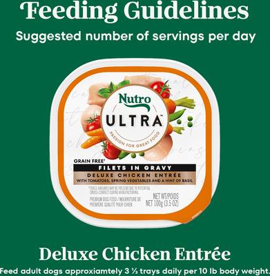 Show full view: Nutro Ultra Grain-Free Filets in Gravy Deluxe Chicken Entree Adult Wet Dog Food Trays, 3.5-oz, case of 24 slide 8 of 10