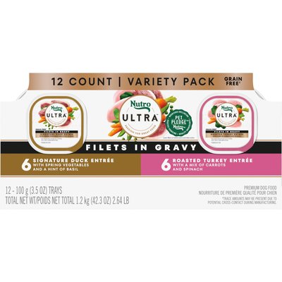 Nutro Nutro Ultra Grain-Free Filets in Gravy Taste of the Classics Variety Pack Adult Wet Dog Food Trays, 3.5-oz, case of 12