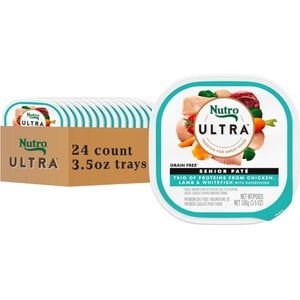 Nutro Ultra Grain-Free Trio of Proteins from Chicken, Lamb & Whitefish Pate with Superfoods Senior Wet Dog Food Trays, 3.5-oz tray, case of 24
