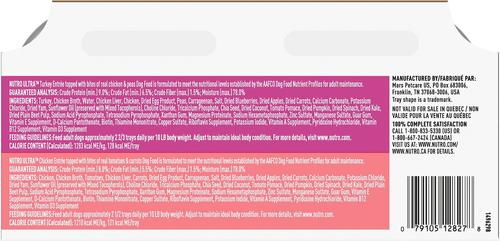 Show full view: Nutro Ultra Variety Pack Adult Grain-Free Turkey Entree & Chicken Entree Pate Dog Food Trays with Toppers, 3.5-oz tray, bundle of 24  slide 4 of 9