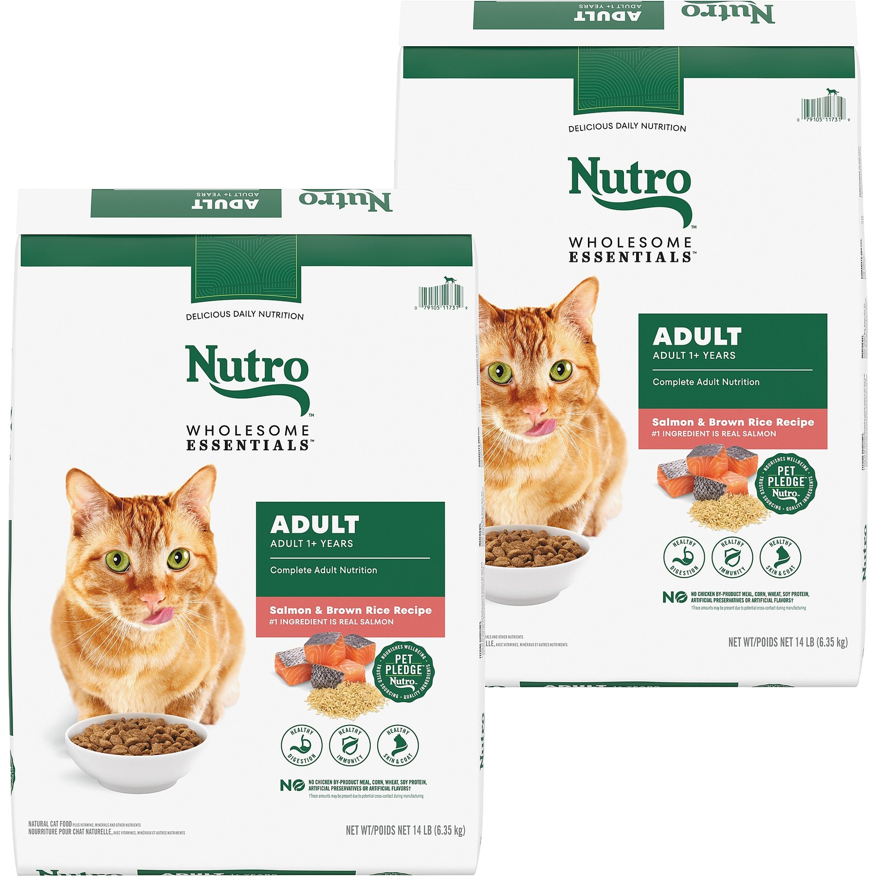 Nutro Wholesome Essentials Salmon & Brown Rice Recipe Dry Cat Food, 28-lb bundle