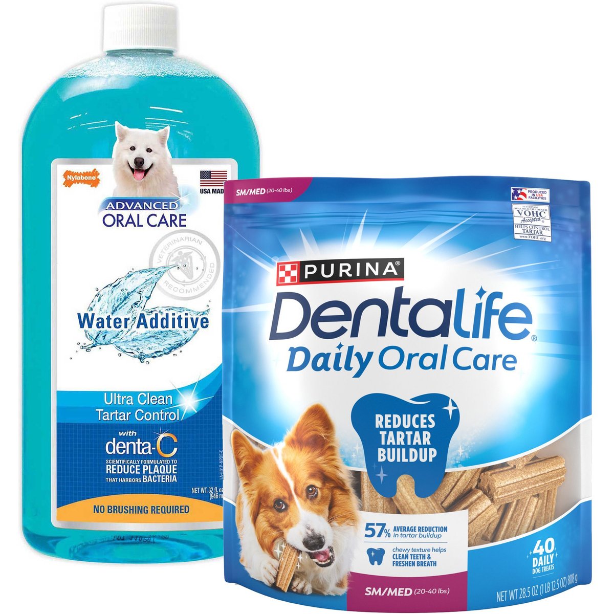 Nylabone Advanced Oral Care Liquid Tartar Remover, 32-oz bottle + DentaLife Daily Oral Care Small/Medium Dental Dog Treats, 40 count