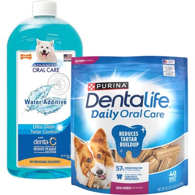 Nylabone Nylabone Advanced Oral Care Liquid Tartar Remover, 32-oz bottle + DentaLife Daily Oral Care Small/Medium Dental Dog Treats, 40 count