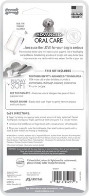 Show full view: Nylabone Advanced Oral Care Peanut Butter Flavor Toothpaste, 2.5-oz tube + Soft-Bristle Toothbrush for Puppies, 3-pack slide 8 of 9