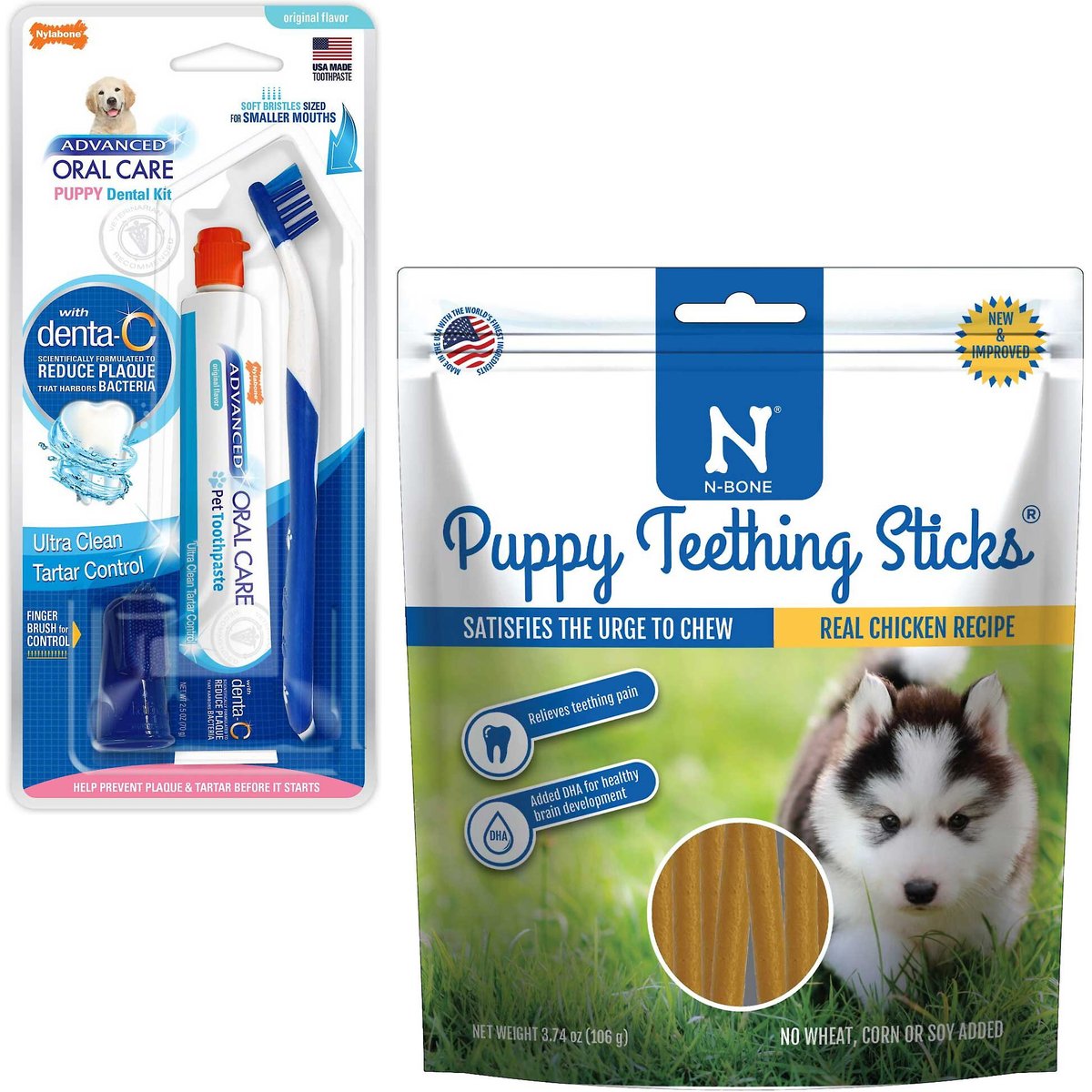 Nylabone Advanced Oral Care Puppy Dental Kit + N-Bone Teething Treats