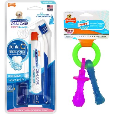Nylabone Nylabone Advanced Oral Care Puppy Dental Kit + Teething Pacifier Chew Toy
