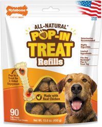 Nylabone All-Natural Pop-In Dog Treat Refills Knuckle Bone Pop-In Refill Chicken Pop-In, 90 count