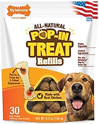 Nylabone All-Natural Pop-In Dog Treat Refills Knuckle Bone Pop-In Refill Chicken Pop-In 30 Pack