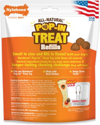 Show full view: Nylabone All-Natural Pop-In Dog Treat Refills Knuckle Bone Pop-In Refill Chicken Pop-In 30 Pack slide 7 of 12