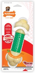 Nylabone Double Action Power Chew Durable Dog Toy Bacon, Medium 